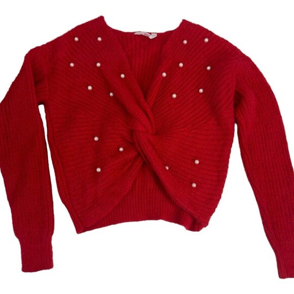 NOBO No Boundaries Women SZ M (7-9) Red Twisted Pearl Ribbed Crop Sweaters - Picture 11 of 11